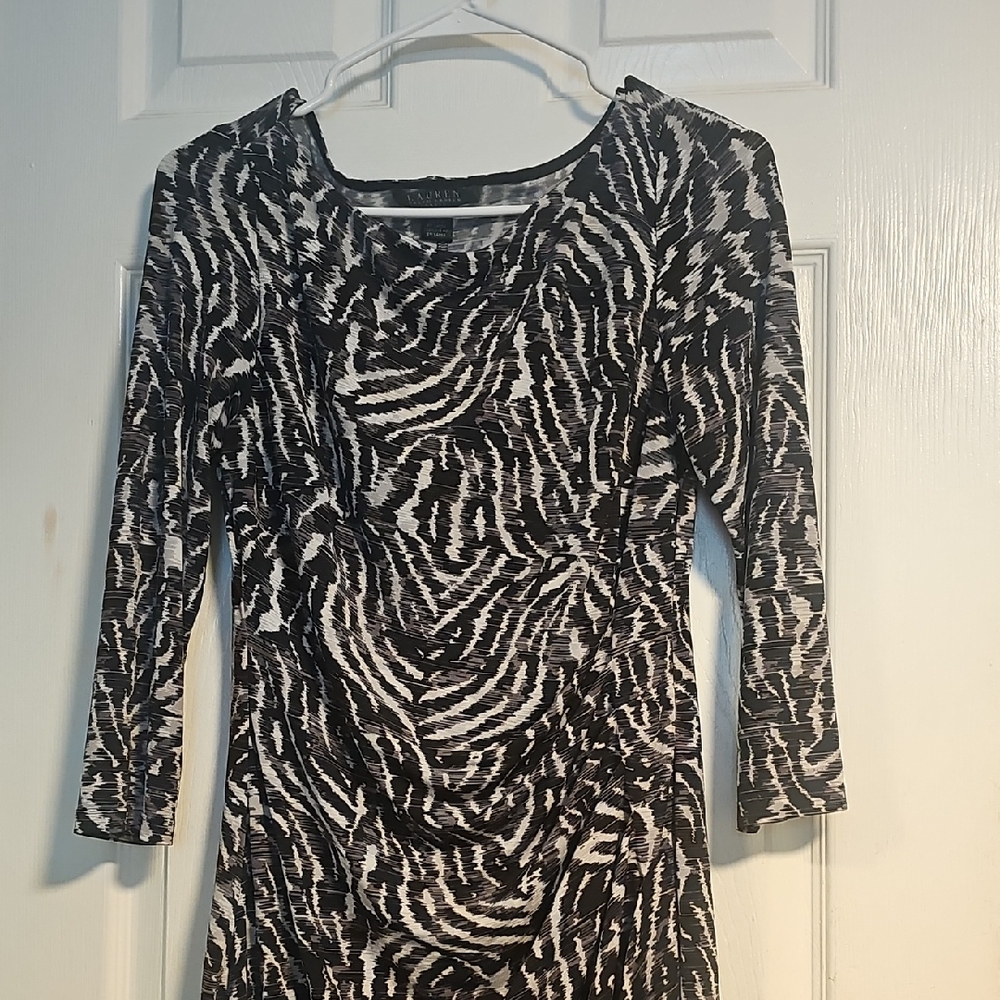 Dana Buchman Zebra Print Long Sleeve Dress